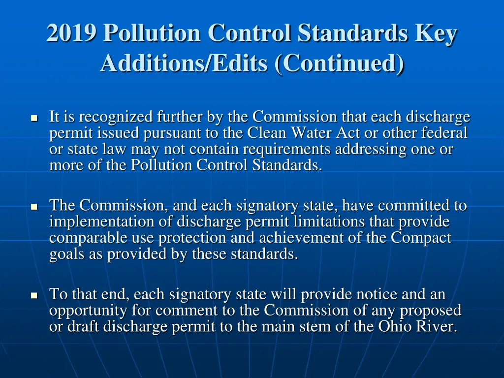 2019 pollution control standards key additions 1