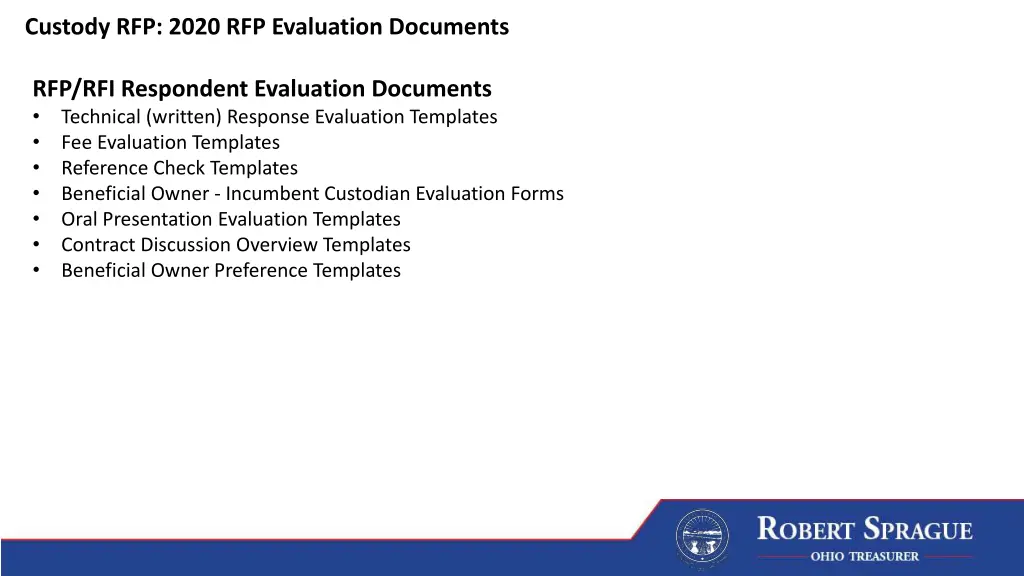 custody rfp 2020 rfp evaluation documents