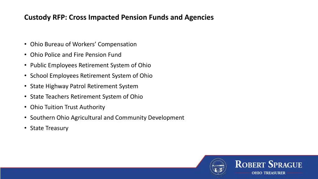 custody rfp cross impacted pension funds