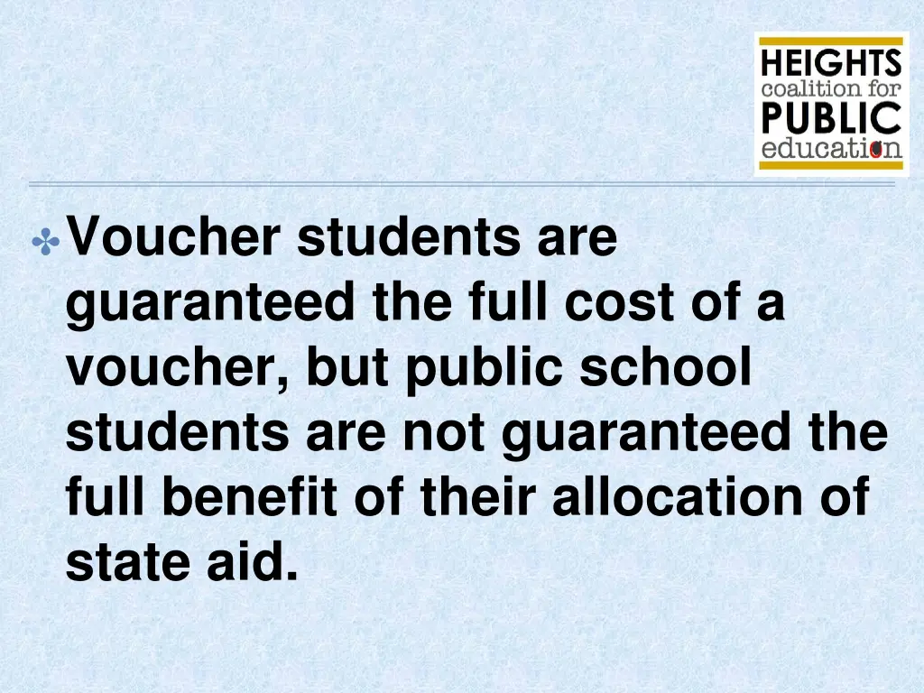 voucher students are guaranteed the full cost