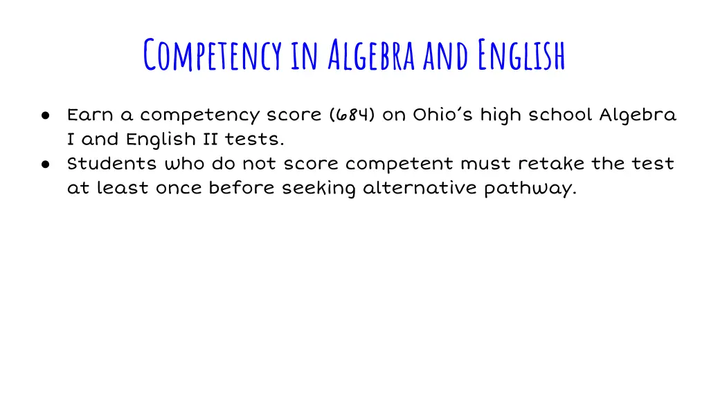 competency in algebra and english