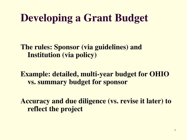 developing a grant budget