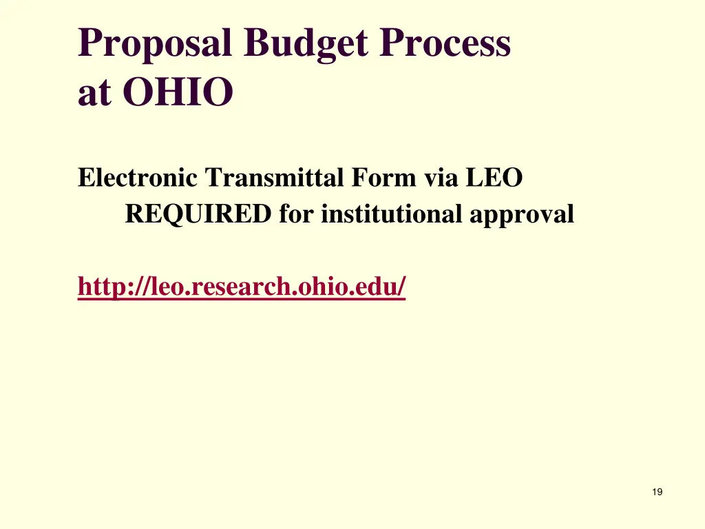 proposal budget process at ohio