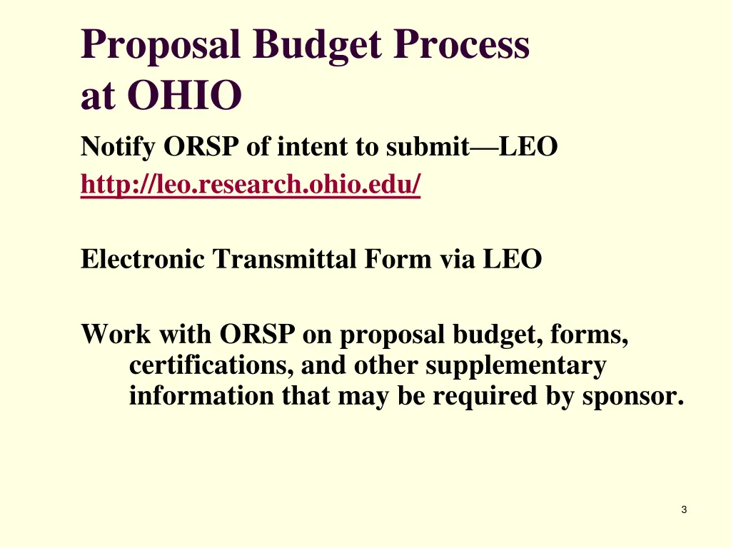 proposal budget process at ohio notify orsp