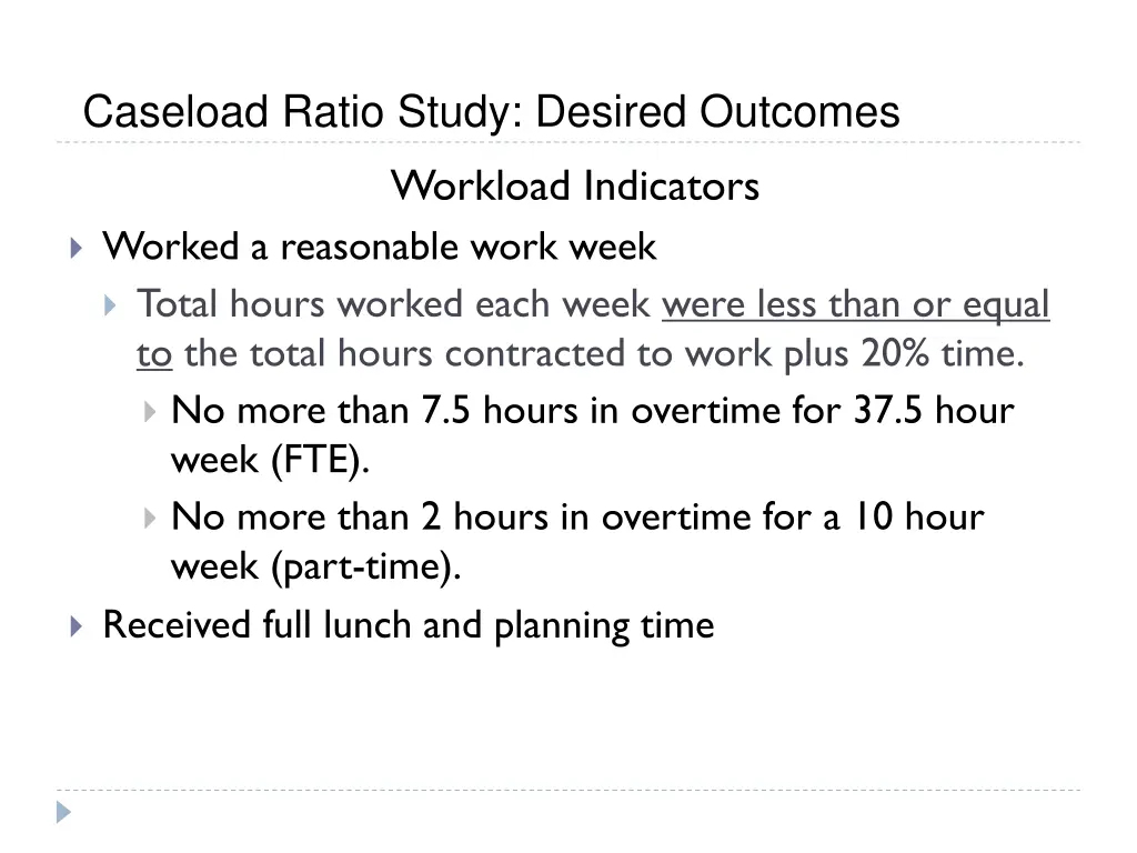 caseload ratio study desired outcomes 1