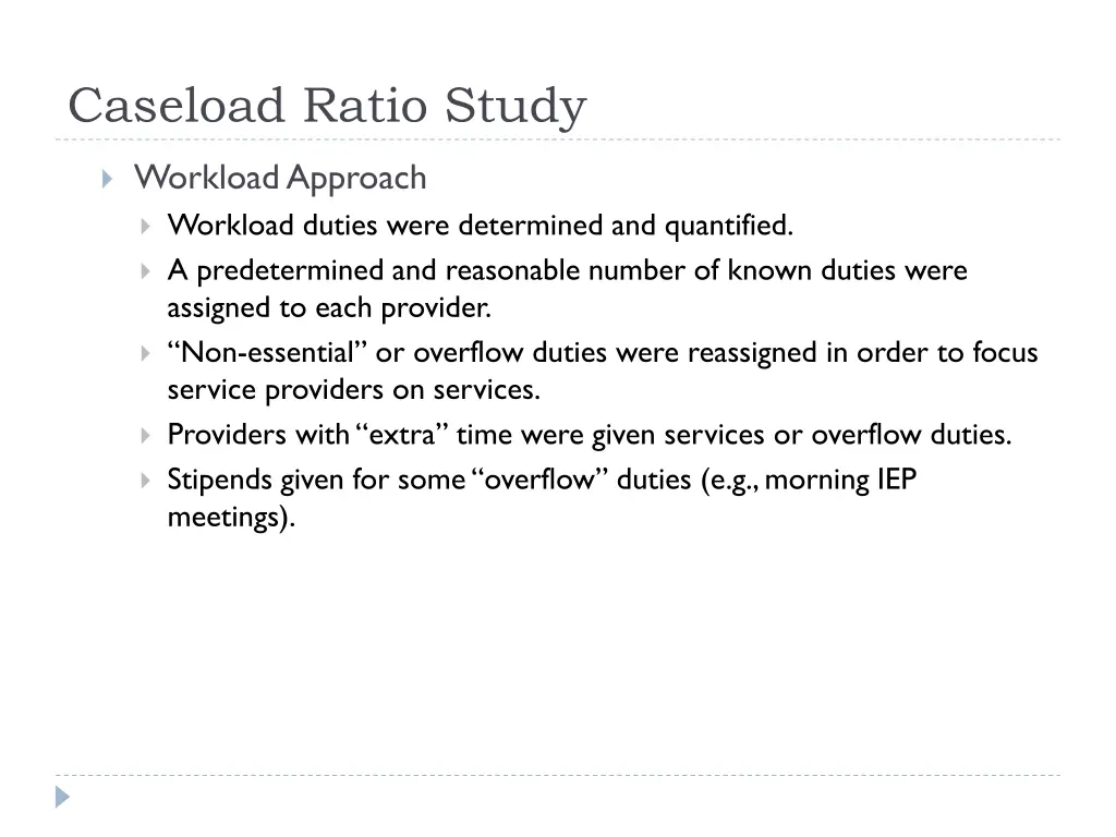 caseload ratio study