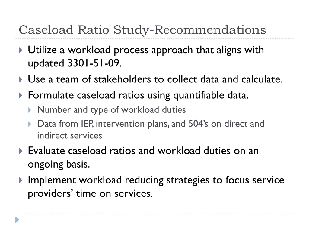 caseload ratio study recommendations 1