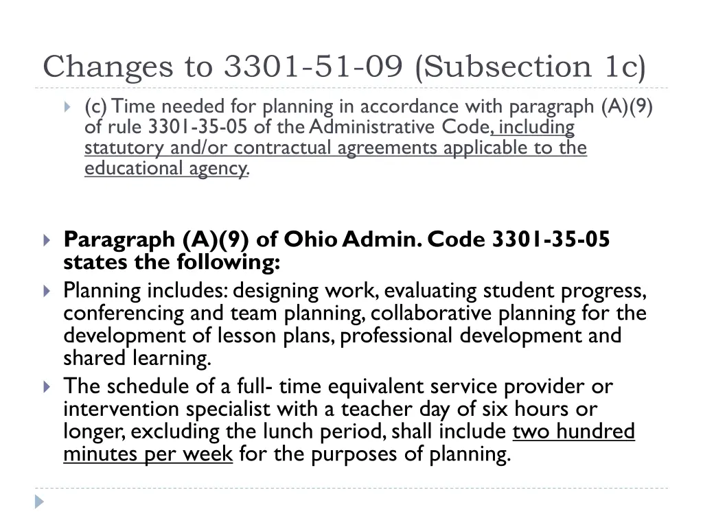 changes to 3301 51 09 subsection 1c