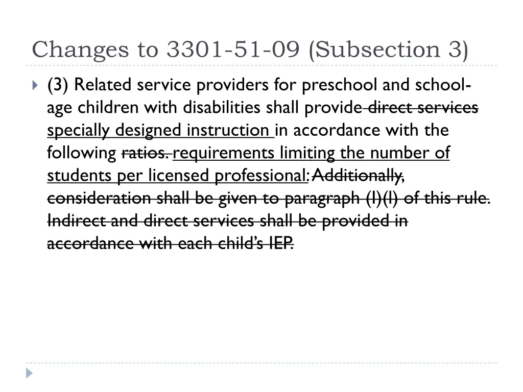 changes to 3301 51 09 subsection 3