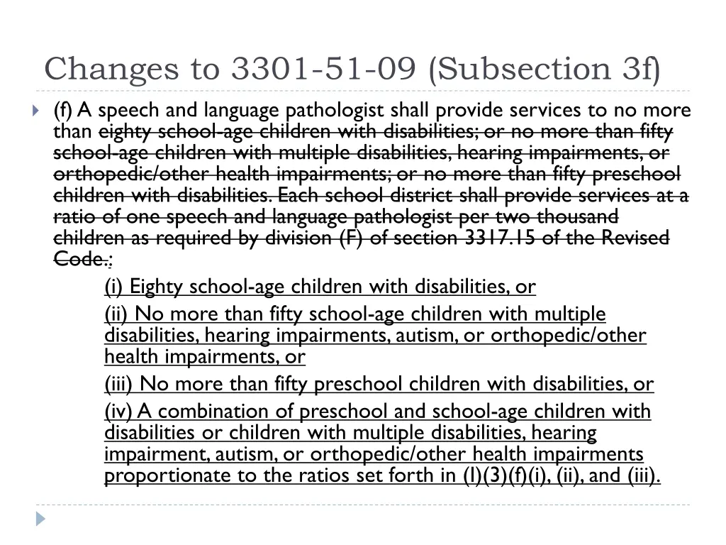 changes to 3301 51 09 subsection 3f