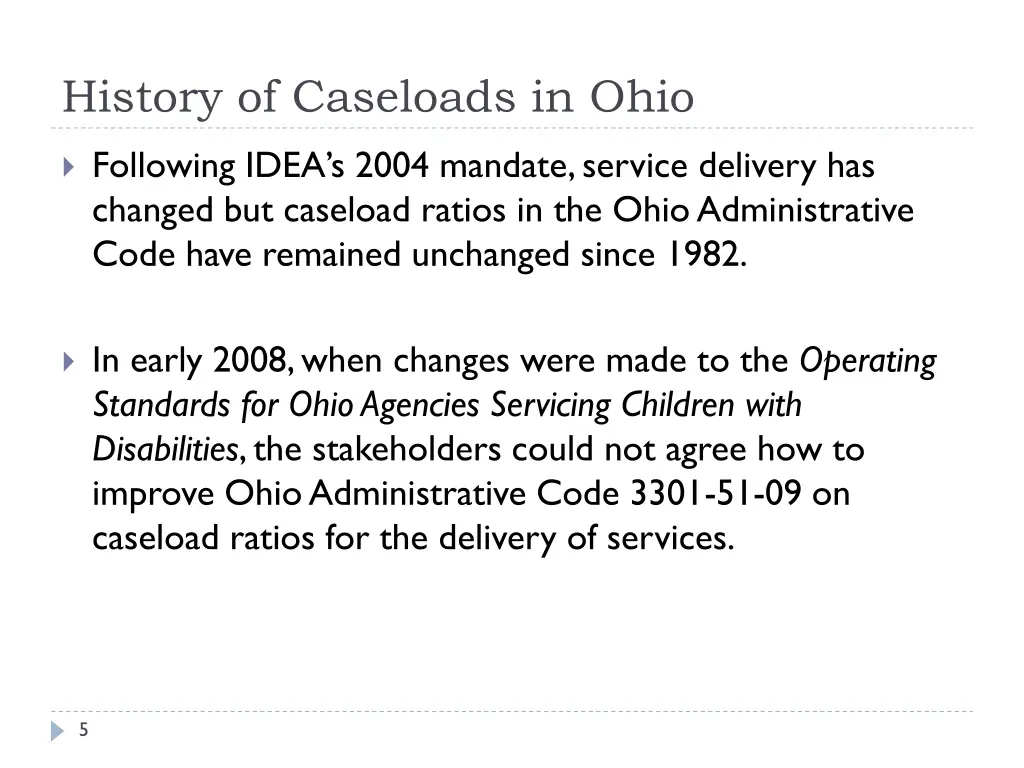 history of caseloads in ohio 2