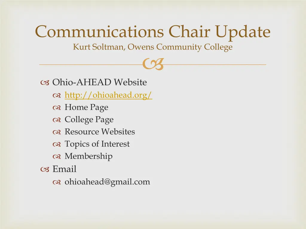 communications chair update kurt soltman owens