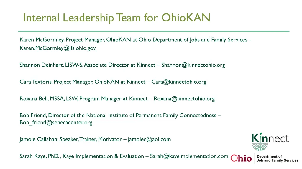 internal leadership team for ohiokan