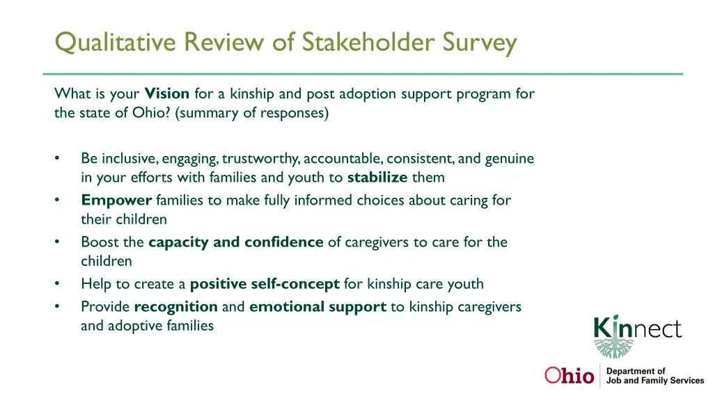 qualitative review of stakeholder survey