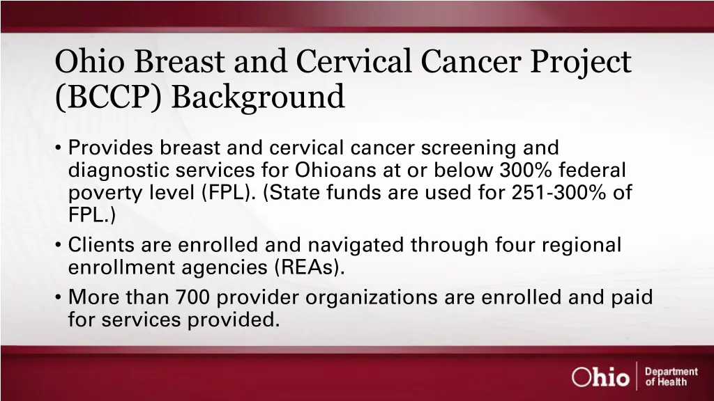 ohio breast and cervical cancer project bccp