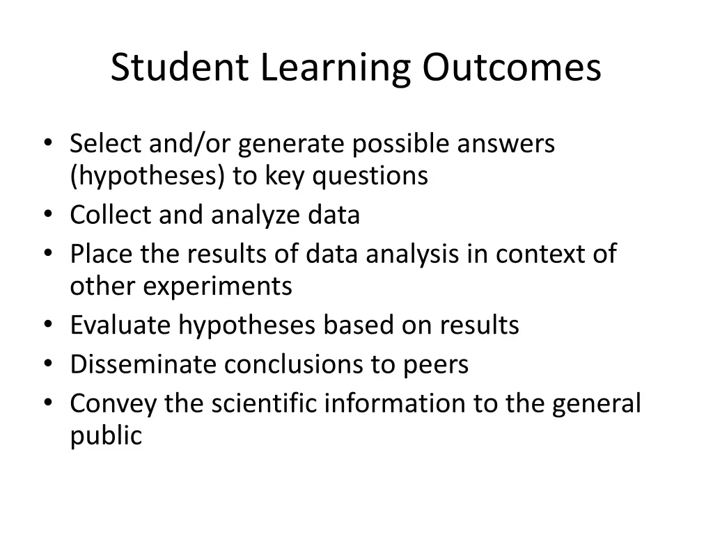 student learning outcomes