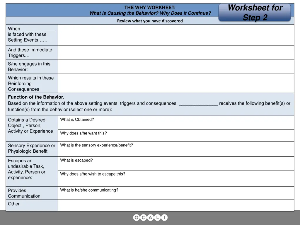 worksheet for step 2