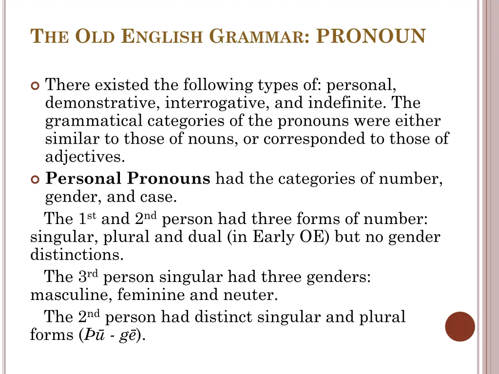 t he o ld e nglish g rammar pronoun