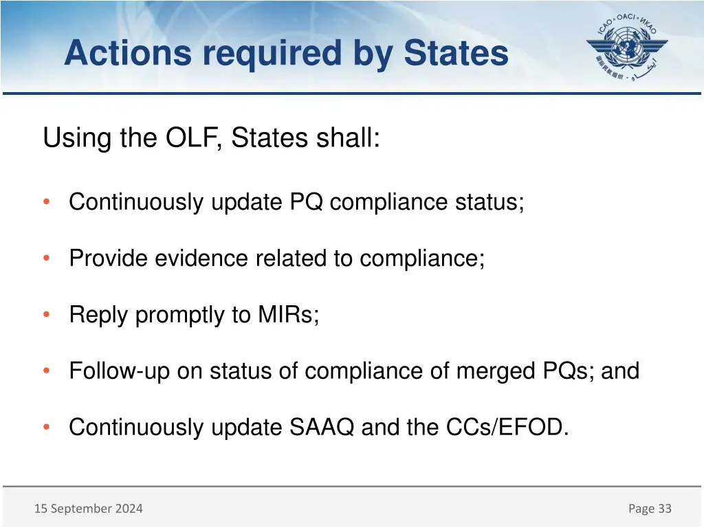 actions required by states 1