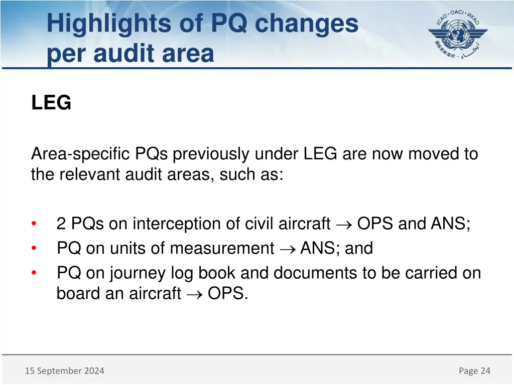 highlights of pq changes per audit area 2