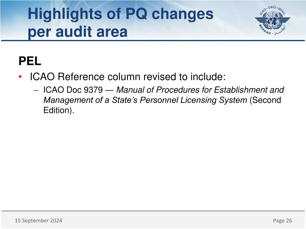 highlights of pq changes per audit area 4