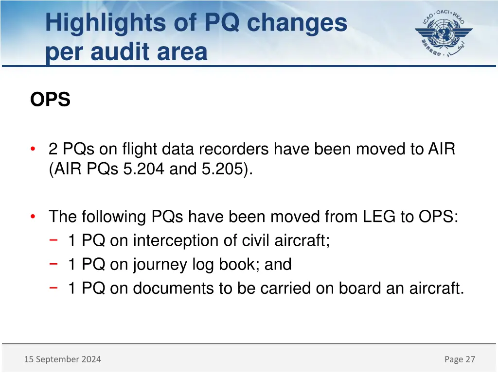 highlights of pq changes per audit area 5