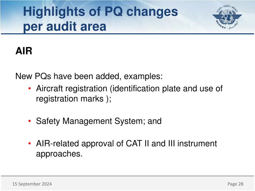 highlights of pq changes per audit area 6