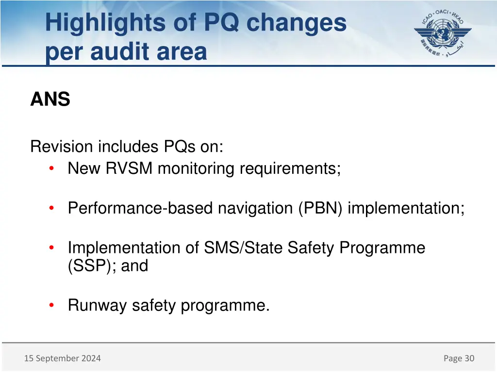 highlights of pq changes per audit area 8