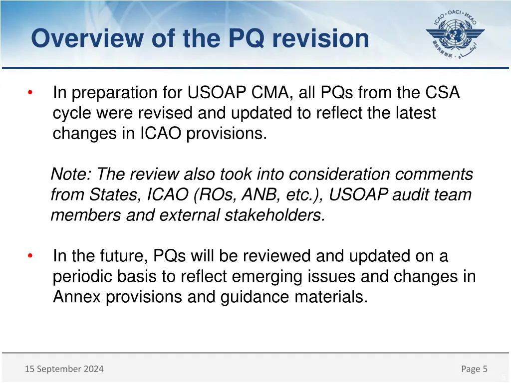 overview of the pq revision 1