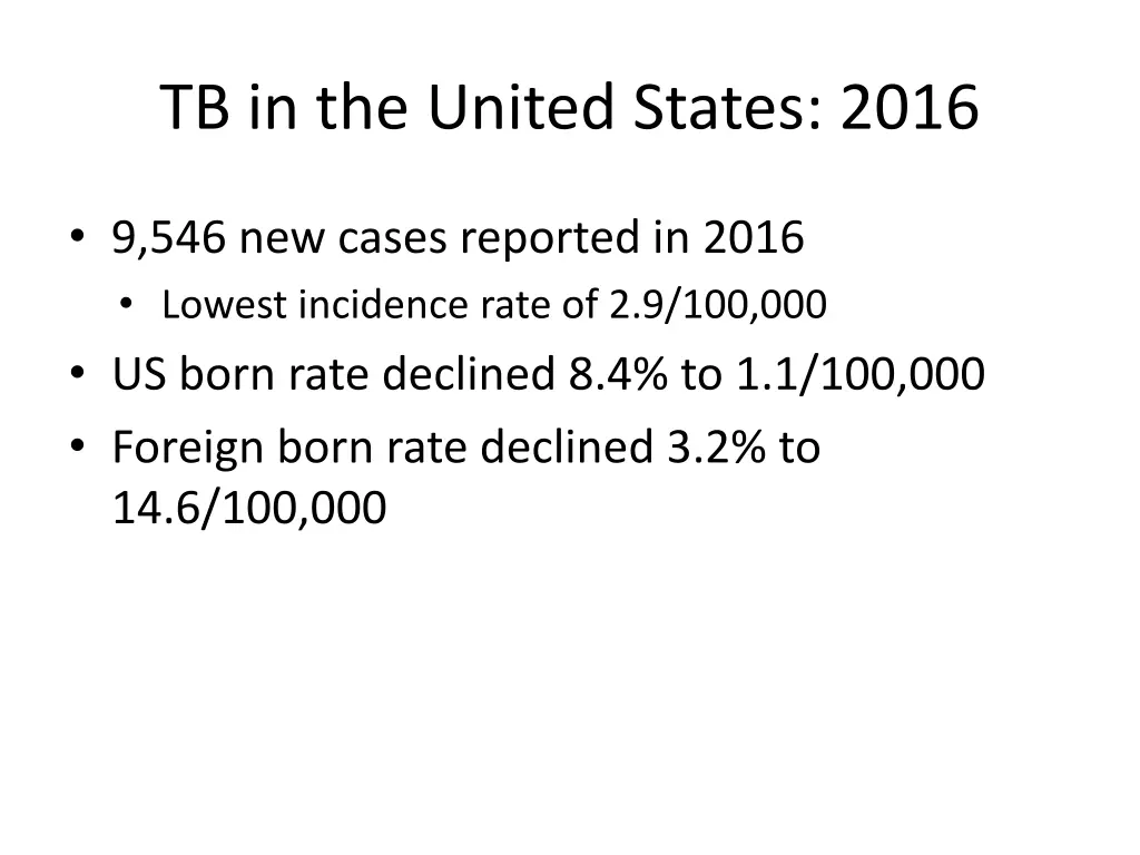 tb in the united states 2016