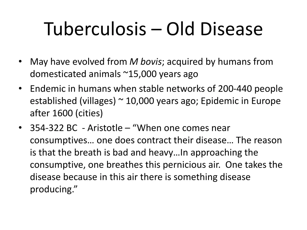 tuberculosis old disease