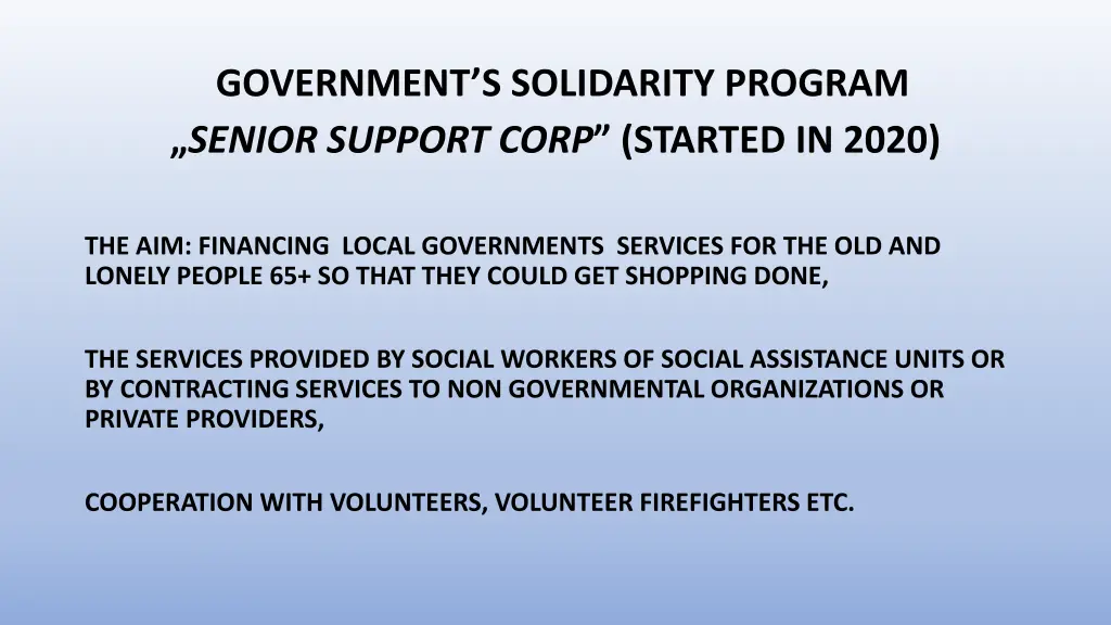 government s solidarity program senior support