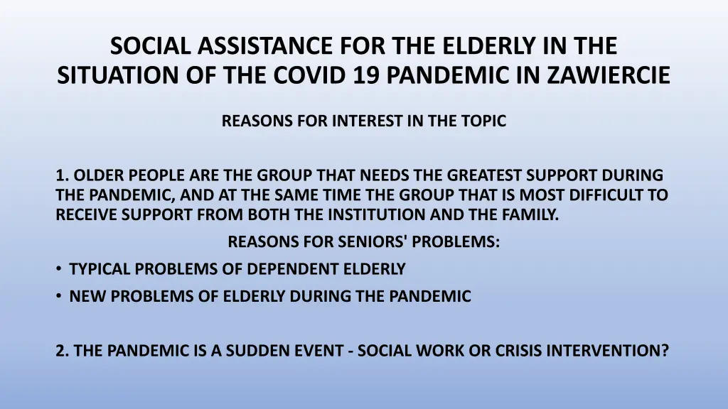 social assistance for the elderly