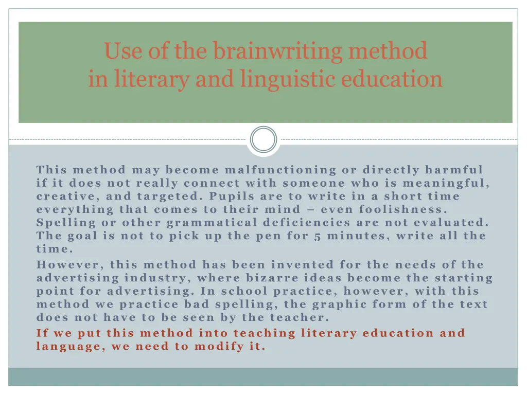 use of the brainwriting method in literary