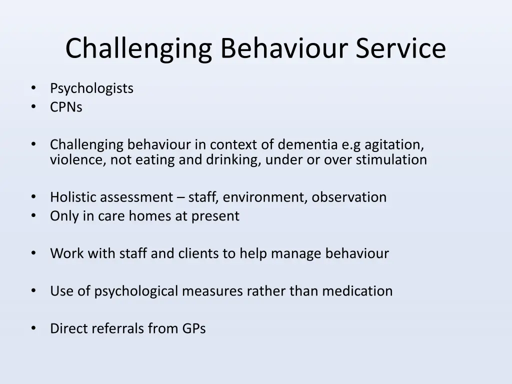 challenging behaviour service