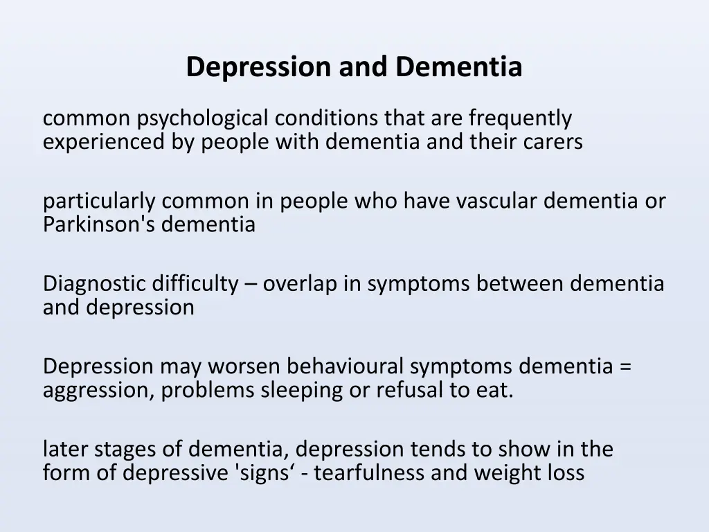 depression and dementia