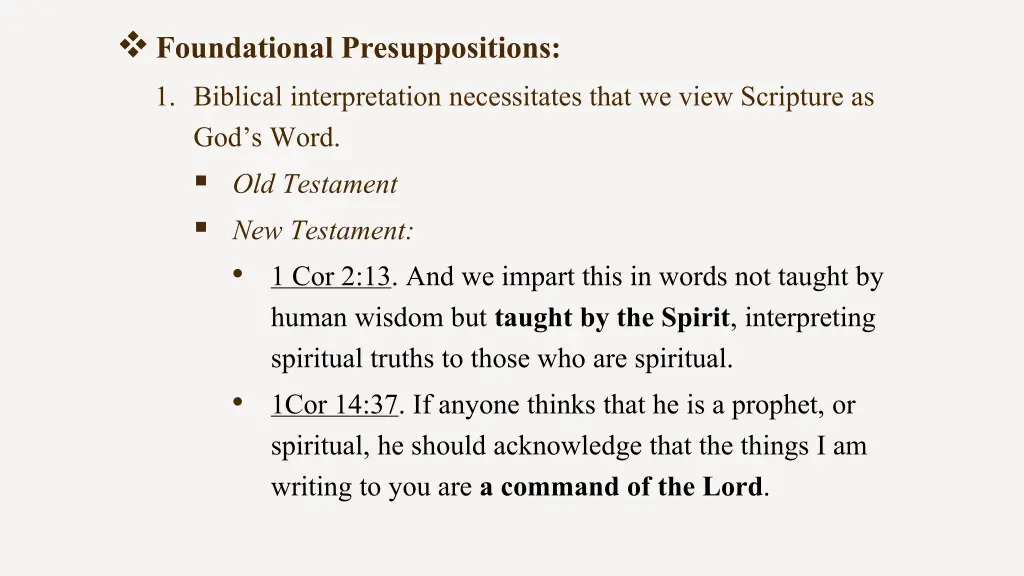 foundational presuppositions 1 biblical 1