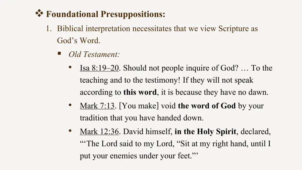 foundational presuppositions 1 biblical