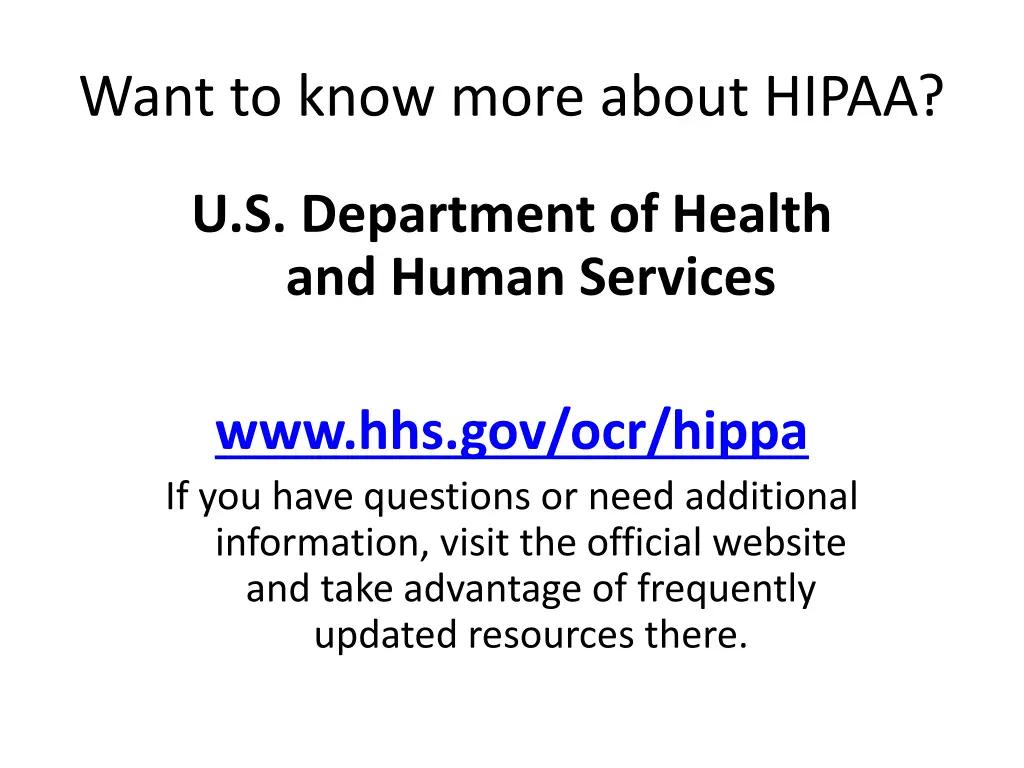 want to know more about hipaa