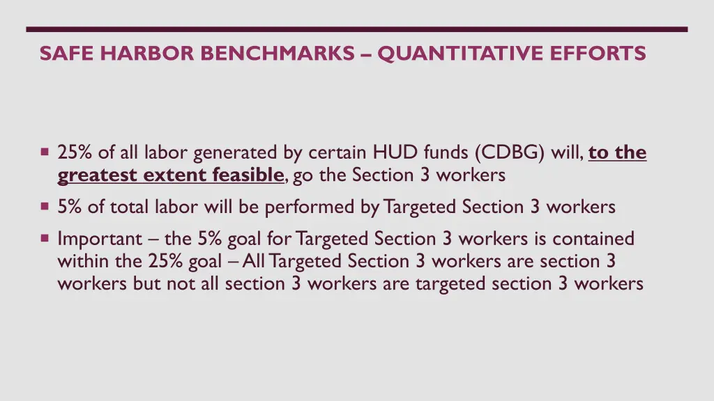 safe harbor benchmarks quantitative efforts