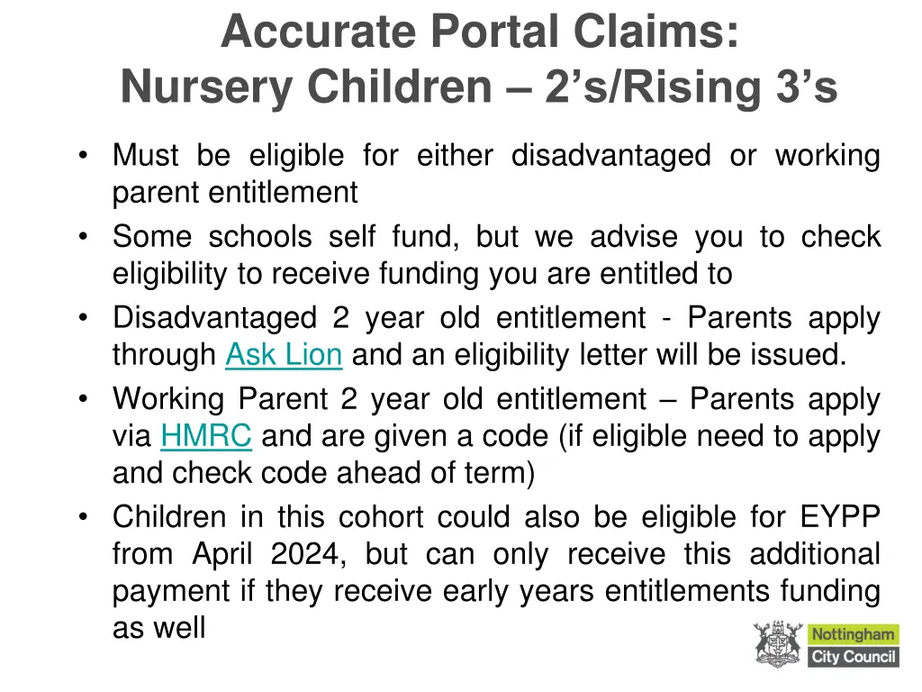 accurate portal claims nursery children