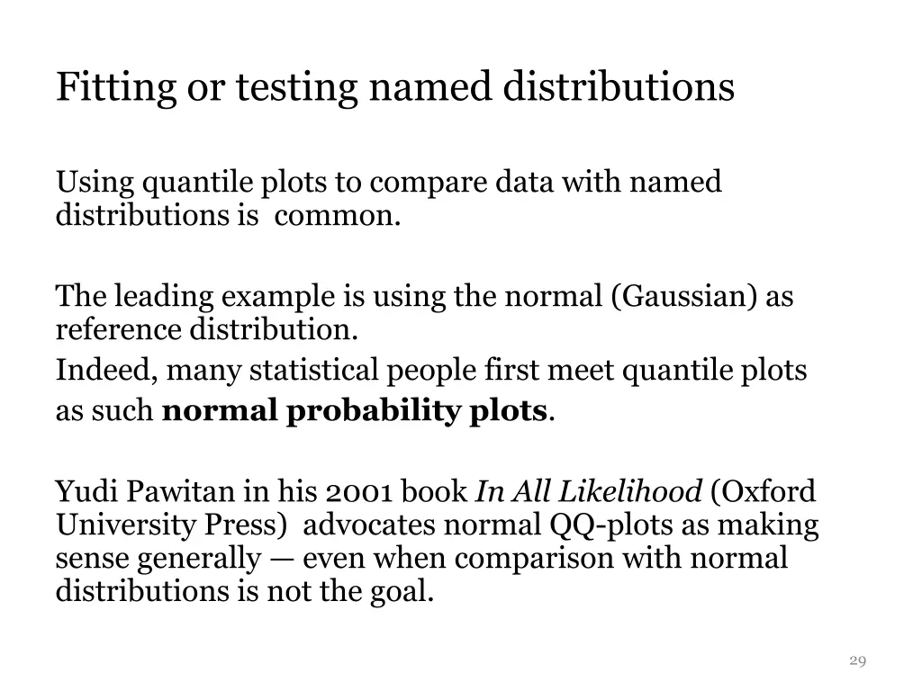 fitting or testing named distributions