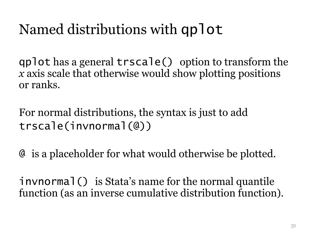 named distributions with qplot