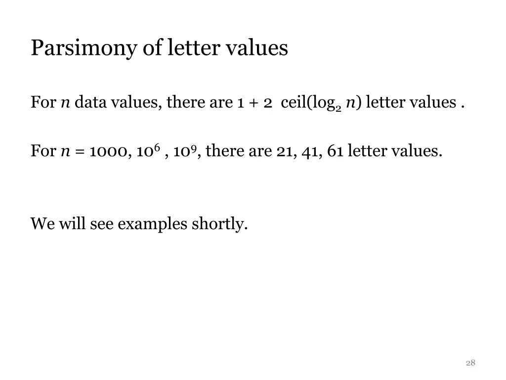 parsimony of letter values