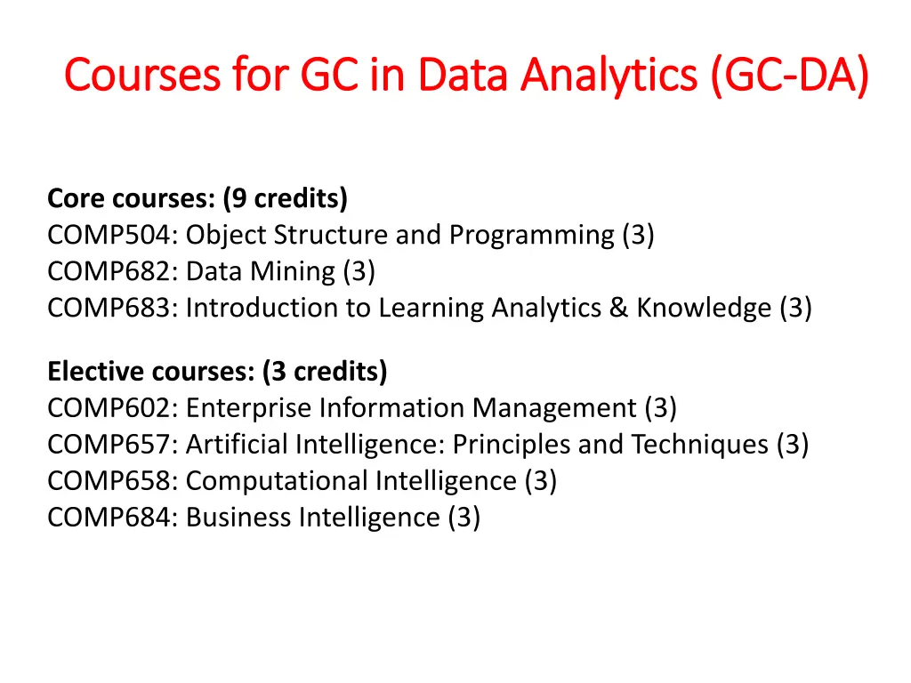 courses for gc in data analytics gc courses