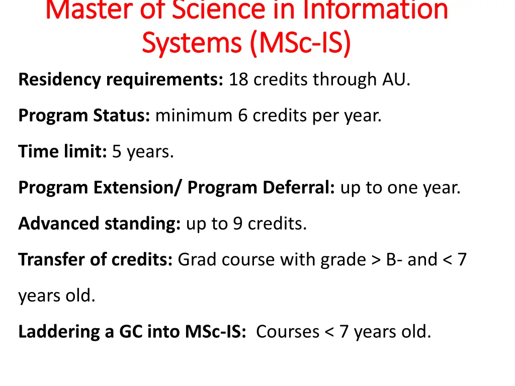 master of science in information master