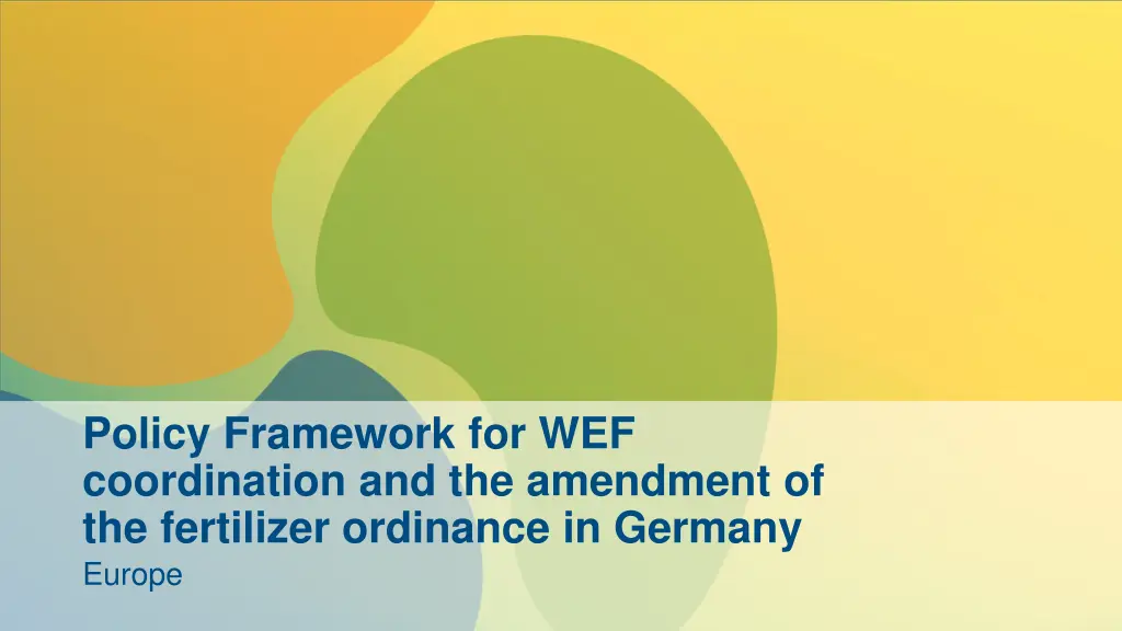 policy framework for wef coordination