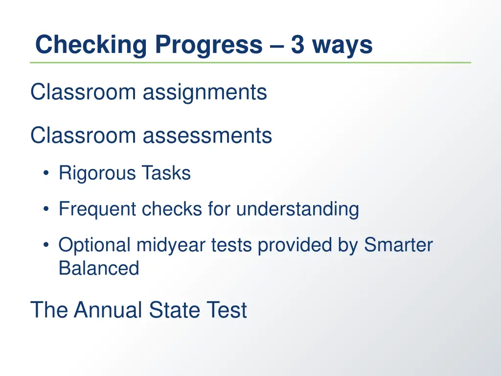 checking progress 3 ways