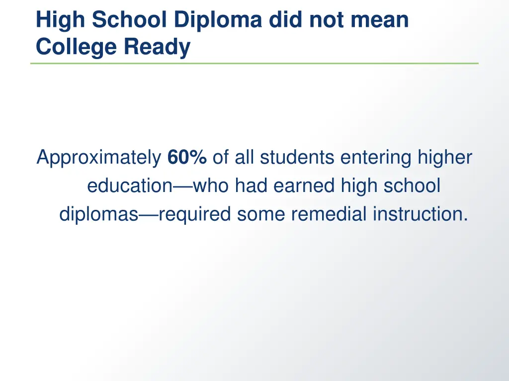 high school diploma did not mean college ready 1