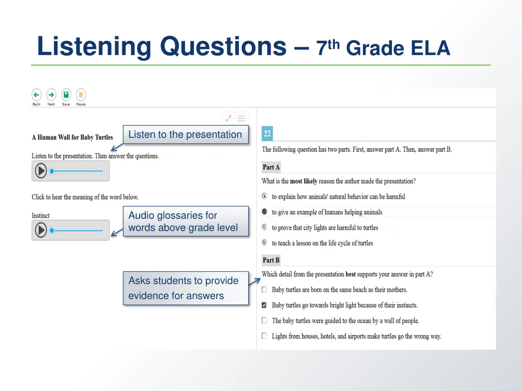 listening questions 7 th grade ela